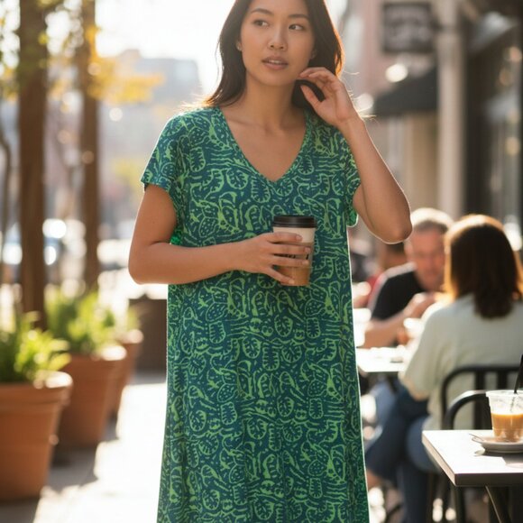 Soft Surroundings Dresses & Skirts - Soft Surroundings Palm Leaf Print Scoop Neck T-Shirt Dress Size Small